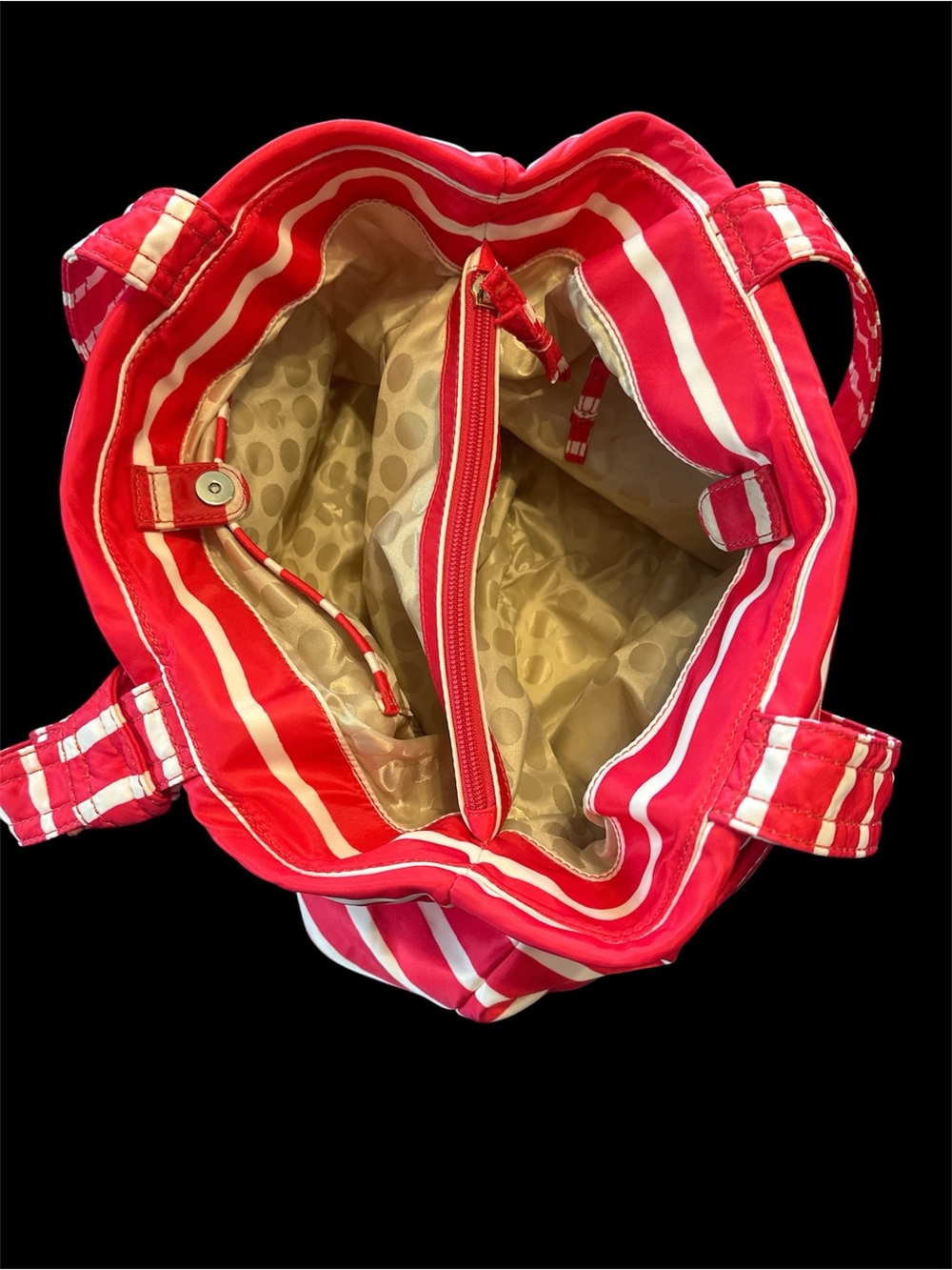 kate spade Red and White Striped Knot-Handle Tote - Picture 6 of 8